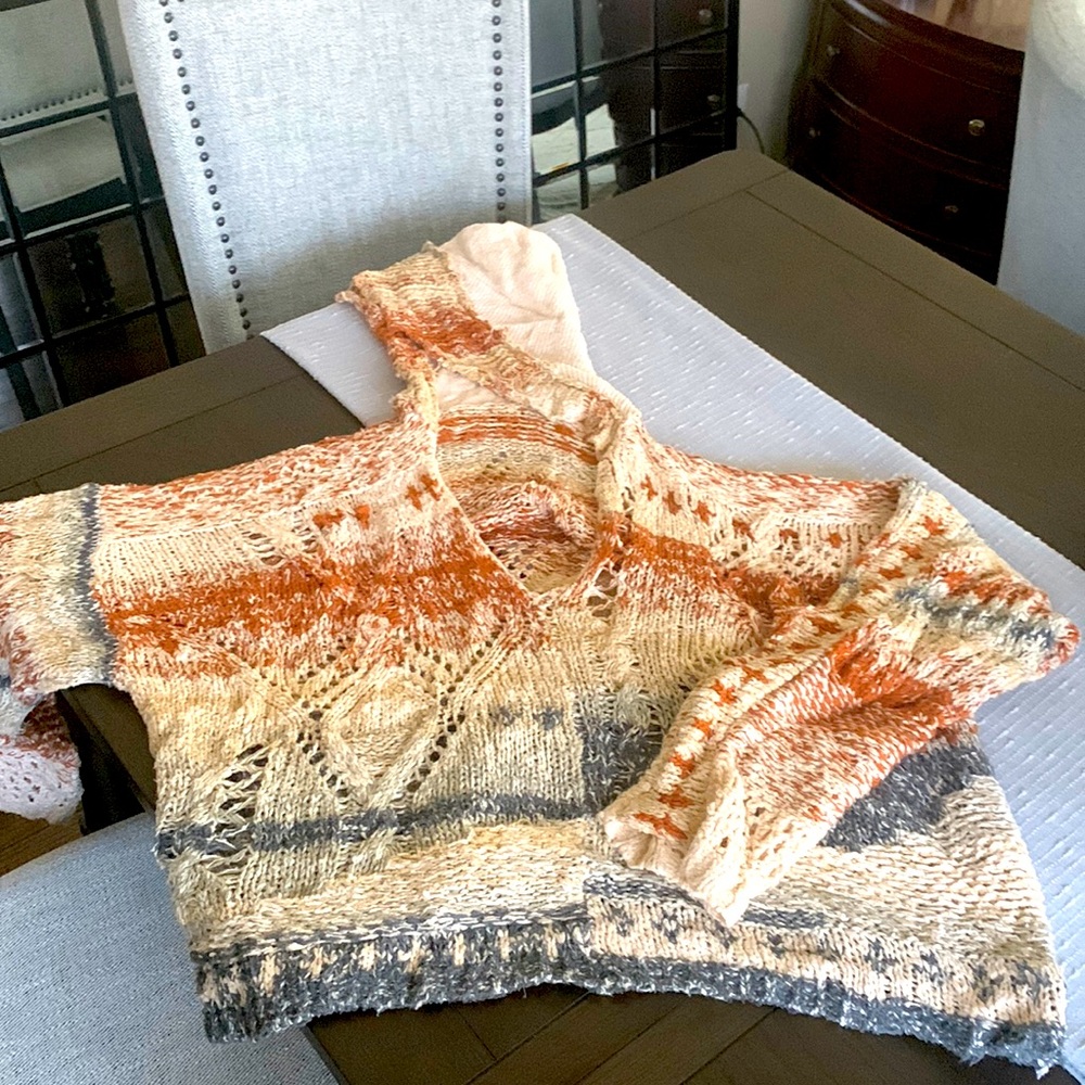 Boho Loose Fit, off the shoulder spring Knit free people sweater hoodie v-neck